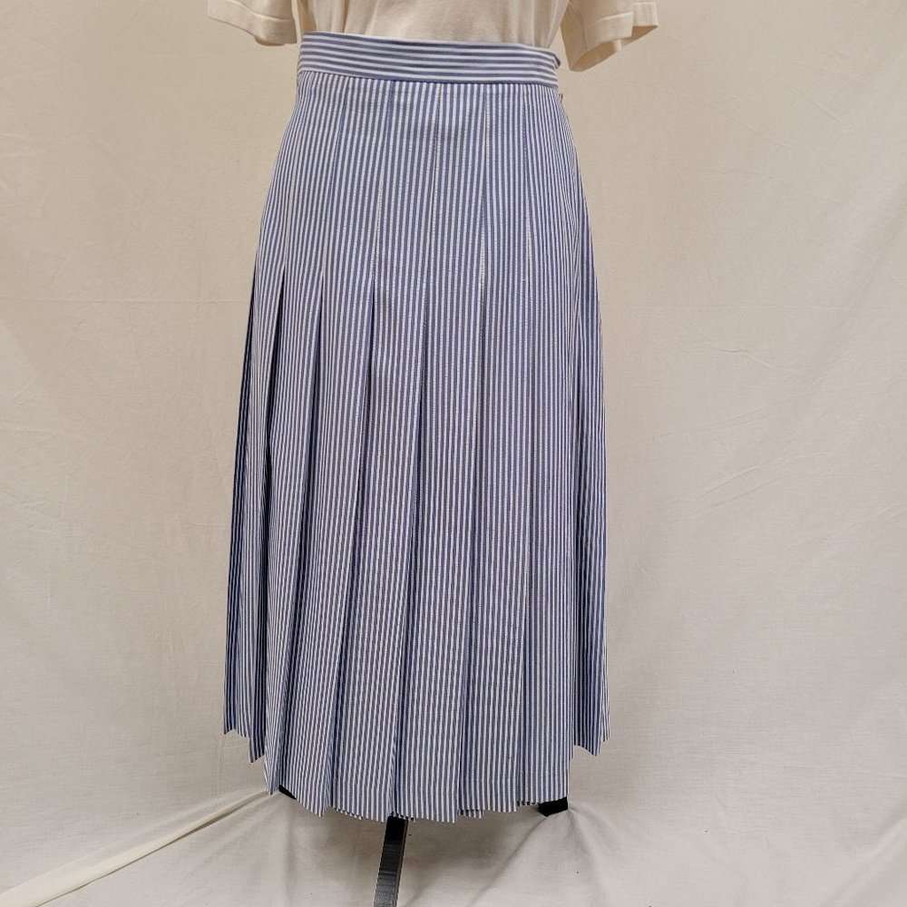 Appleseed's Pleated Blue/White Striped Skirt Sz 12